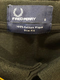 yellow stripe  top  T-Shirt  Slim Fit  S  polo top  polo  MOD  mens  Fred Perry  embroidered  cotton pique  black