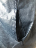 vintage  Urban Village Vintage  pockets  mens  long sleeve  Leather Jacket  Leather Coat  Leather  L  Jacket  dagger collar  coat  blue  70s  1970s