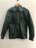vintage  Urban Village Vintage  S  pockets  mens  long sleeve  Leather Jacket  Leather Coat  Leather  Jacket  Green  dagger collar  coat  button front  70s