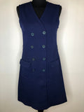 1960s Double Breasted Dress in Blue - Size UK 12