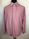 1970s Blue and Pink Striped Shirt  - Size L