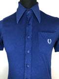 vintage  Urban Village Vintage  urban village  Shirt  S  pockets  MOD  mens  logo  Fred Perry Sportswear  embroidered logo  collar  chest pockets  blue  70s  1970s