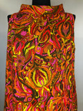 womens  vintage  summer dress  summer  stitch detail  sleevless  roll neck  retro  polyester  pink  Orange  multi  dress  back zip  60s  1960s