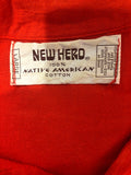 womens  vintage  v-neck dress  Urban Village Vintage  urban village  slip on  retro  Red  pleat detailing  New Hero  Native American Cotton  dress  collar  70s  1970s  16