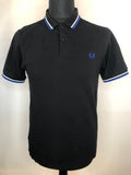 Fred Perry Polo Top in Black - Size M Slim Fit