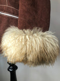 womens  vintage  Suede  Sheepskin  coat  brown  70s  1970s  12