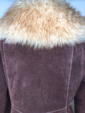 womens  vintage  Suede  Sheepskin  coat  brown  70s  1970s  12