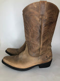 western  vintage  Urban Village Vintage  urban village  stitch detailing  stitch detail  mens  leather stitch  Leather  knee length  cowboy  brown leather  brown  boots  8