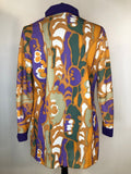 womens shirt  womens  vintage  Urban Village Vintage  top  Orange  MOD  Long sleeved top  dagger collar  blouse  big collar  70  1970s