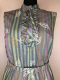 zip back  zip  womens  waist belt  vintage  Urban Village Vintage  urban village  Stripes  retro  purple  print  multi  green  dress  check  Blue  back zip  70s  1970s  14