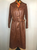 womens jacket  womens coat  womens  waist belt  vintage  Urban Village Vintage  urban village  trench  Richard Draper  pockets  long  lining  Leather Jacket  Leather  Jacket  coat  button  brown  Belted waist  belted jacket  belt  70s  70  1970s  10