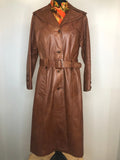 1970s Belted Long Leather Coat by Richard Draper - Size UK 10