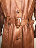 womens jacket  womens coat  womens  waist belt  vintage  Urban Village Vintage  urban village  trench  Richard Draper  pockets  long  lining  Leather Jacket  Leather  Jacket  coat  button  brown  Belted waist  belted jacket  belt  70s  70  1970s  10