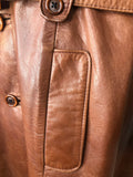 womens jacket  womens coat  womens  waist belt  vintage  Urban Village Vintage  urban village  trench  Richard Draper  pockets  long  lining  Leather Jacket  Leather  Jacket  coat  button  brown  Belted waist  belted jacket  belt  70s  70  1970s  10