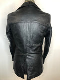 vintage  Urban Village Vintage  urban village  S  pockets  mens  long sleeve  Leather Jacket  Leather  jacket  House of Sears  coat  black  Belted waist  belted jacket  belted  belt  70s  1970s