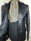 vintage  Urban Village Vintage  urban village  S  pockets  mens  long sleeve  Leather Jacket  Leather  jacket  House of Sears  coat  black  Belted waist  belted jacket  belted  belt  70s  1970s