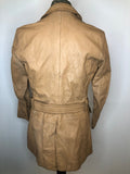 vintage  Urban Village Vintage  urban village  S  pockets  mens  long sleeve  Leather Jacket  Leather  jacket  coat  camel  Belted waist  belted jacket  belted  belt  beige  70s  1970s