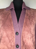 womens  waistcoat  vintage  Urban Village Vintage  urban village  suede  stitch detail  sleeves  purple  pockets  lined  knitted  Glenhusky of Scotland  fully lined  cardigan  button  70s  1970s  12