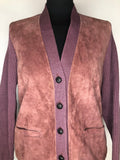 womens  waistcoat  vintage  Urban Village Vintage  urban village  suede  stitch detail  sleeves  purple  pockets  lined  knitted  Glenhusky of Scotland  fully lined  cardigan  button  70s  1970s  12
