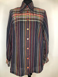 womens shirt  womens  vintage  Urban Village Vintage  urban village  top  stripes  Shirt  retro  patterned  multi  dagger collar  dagger  collar  blue  blouse  70s  70  1970s