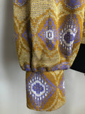 vintage  metallic  lurex  gold metallic  gold  evening blouse  disco  blouse  balloon sleeve  70s  70  1970s  12