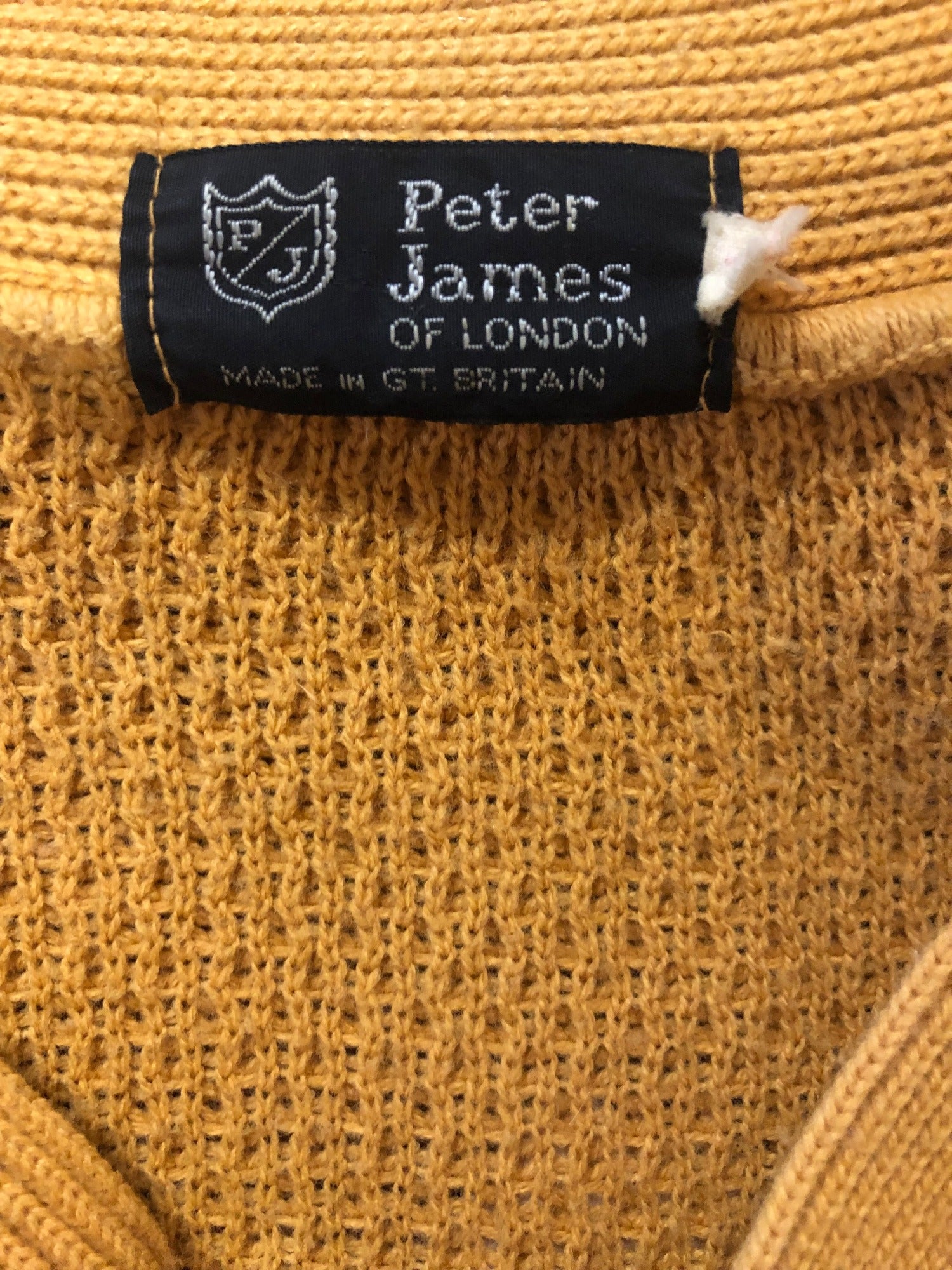 L  Yellow  vintage  urban village  Suede  Peter James  mustard  mens  long sleeves  long sleeve  cardigan  cardi  button  70s  1970s