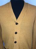 L  Yellow  vintage  urban village  Suede  Peter James  mustard  mens  long sleeves  long sleeve  cardigan  cardi  button  70s  1970s