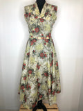 1950s  50s  50  50's  womens  vintage  retro  Red  Prologue  midi  long sleeve  Green  floral print  fitted waist  dress  10