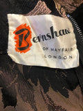 womens  vintage  urban village  true vintage  rose print  rockabilly  pink rose  pin up  fitted waist  Embroidered  dress  day dress  Bernshaw of Mayfair  8  50s  1950s