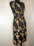 womens  vintage  urban village  true vintage  rose print  rockabilly  pink rose  pin up  fitted waist  Embroidered  dress  day dress  Bernshaw of Mayfair  8  50s  1950s