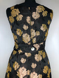 womens  vintage  urban village  true vintage  rose print  rockabilly  pink rose  pin up  fitted waist  Embroidered  dress  day dress  Bernshaw of Mayfair  8  50s  1950s