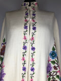 womens  vintage  velvet  short cape  S  multi  gothic  floral  embroidered  cream  cloak  cape  70s  6  1970s  10