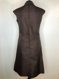 zip  womens  vintage  Urban Village Vintage  urban village  MOD  long sleeve  lined  dress  collared dress  brown  bow detail  back zip  60s  1960s  10