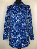 1960s Psychedelic Print Zip Front Tunic Top - Size UK 16