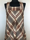 zip  womens  vintage  Urban Village Vintage  urban village  summer dress  summer  sleeveless  retro  MOD  midi dress  dress  check  brown  back zip  A-Line  70s  1970s  12