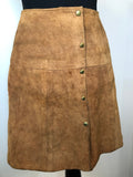 womens  vintage  Urban Village Vintage  urban village  tan  Suede  skirt  retro  press stud fastening  press stud  Mini Skirt  mini  lining  brown  8  70s  1970s