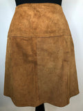 womens  vintage  Urban Village Vintage  urban village  tan  Suede  skirt  retro  press stud fastening  press stud  Mini Skirt  mini  lining  brown  8  70s  1970s