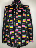 womens  vintage  top  square print  shirt  Lavinia  dagger collar  blouse  70s  1970s  12