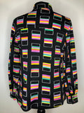 womens  vintage  top  square print  shirt  Lavinia  dagger collar  blouse  70s  1970s  12
