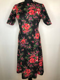 1960s Short Sleeve Floral Dress - Size UK 12