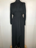 1970s Draped Evening Dress in Black by Peter Barrow London - Size UK 8