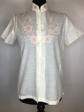 Vintage Chinese Mandarin Collar Embroidered Blouse by Daffodil - Size UK 14