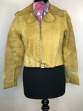 1970s Suede Cropped Jacket in Camel - Size UK 8-10