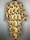 womens  vintage  square print  retro  print dress  Orange  multi  MOD  long sleeve  dress  brown  60s  1960s  16