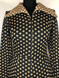 womens  vintage  Urban Village Vintage  polka dot print  pleat detailing  large collar  dress  black  70s  1970s  10