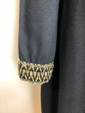 womens  vintage  Urban Village Vintage  tunic dress  pleat detailing  metallic trims  ethnic  dress  Brimell of London  black  70s  1970s  1