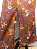 womens  vintage  Urban Village Vintage  sleeveless  print dress  print  maxi dress  floral print  embellishment  dress  brown  beading detail  beading  70s  1970s  10