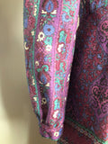 womens  white  vintage  Urban Village Vintage  print dress  print  long sleeves  high neck  floral print  ethnic print  Elle Londres  dress  70s  1970s  10
