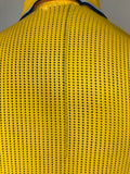Yellow  vintage  Urban Village Vintage  urban village  Three Button  Silan  short sleeved  retro  polo top  polo  pointed collar  MOD  mesh  Lightweight Knit  light knit  L  knit polo  knit  fine knit  button down  button  blue stripe  70s  70  1970s