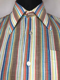 vintage  Urban Village Vintage  urban village  Stripes  stripe shirt  Shirt  Printed T-Shirt  printed shirt  printed  print  multicoloured  multi  Mens Shirts  mens  long sleeves  Long sleeved top  long sleeve  L  dagger collar  button  brown  70s  1970s